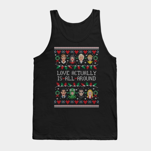 Love Actually Ugly Christmas Sweater Tank Top by katemelvin